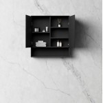 Marlo Matte Black Shaving Cabinet With Undershelf 750